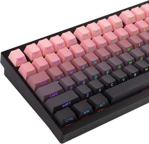 134 Keys Gradient Green Keycaps Set, PBT Double Shot Dying Keycaps, OEM Profile Side Print Shine Through Keycaps, Premium Retro Keycaps, Custom Backlit Keycaps for Mechanical Gaming Keyboard in Saudi Arabia