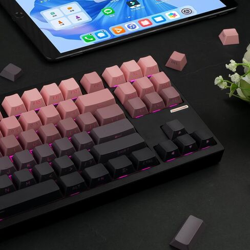 134 Keys Gradient Green Keycaps Set, PBT Double Shot Dying Keycaps, OEM Profile Side Print Shine Through Keycaps, Premium Retro Keycaps, Custom Backlit Keycaps for Mechanical Gaming Keyboard in Saudi Arabia
