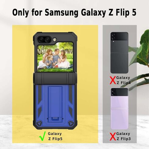 KJSK for Samsung Galaxy Z Flip 5 Case,Hinge Protection Belt Clip Holster and Built-in Kickstand, Military Grade Heavy Duty Shockproof Protective Phone Cover for Galaxy Z Flip 5 5G (Black) in Saudi Arabia