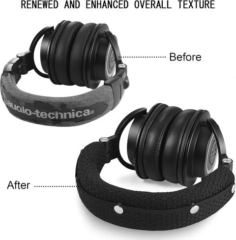 تغطية عقال الحماية لـ Audio Technica ATH M50 و M50X و M50XWH و M50XBT و M50S/LE و M40X و M30 ومزيد من سلسلة M ، قابلة للغسل في الآلة ، لا مزيد من الجلود المتخبط ، وتثبيت سهلة ، لا توجد أداة مطلوبة | أسود in Kuwait