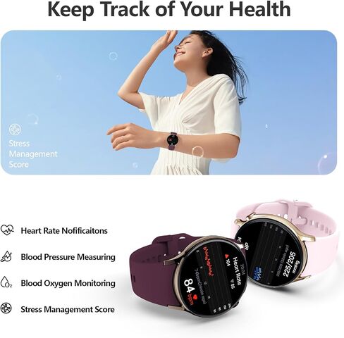 Smart Watch Health Fitness Tracker with 24/7 Heart Rate, Stress, Blood Oxygen Sleep Monitor, 100+ Sports Modes, Step Calorie Counter Pedometer IP68 Waterproof for Android and iPhone Women Men, White in Kuwait
