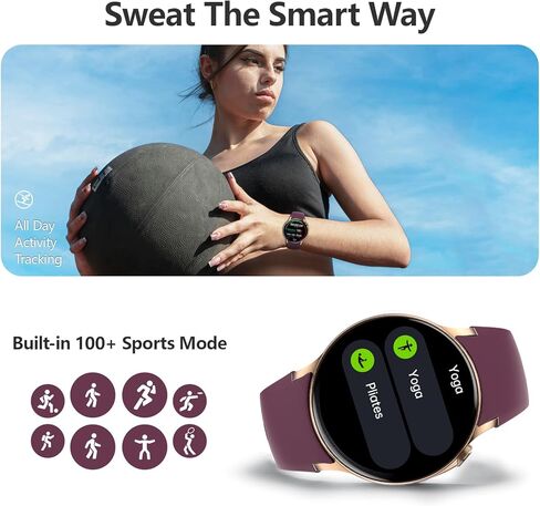 Smart Watch Health Fitness Tracker with 24/7 Heart Rate, Stress, Blood Oxygen Sleep Monitor, 100+ Sports Modes, Step Calorie Counter Pedometer IP68 Waterproof for Android and iPhone Women Men, White in Kuwait