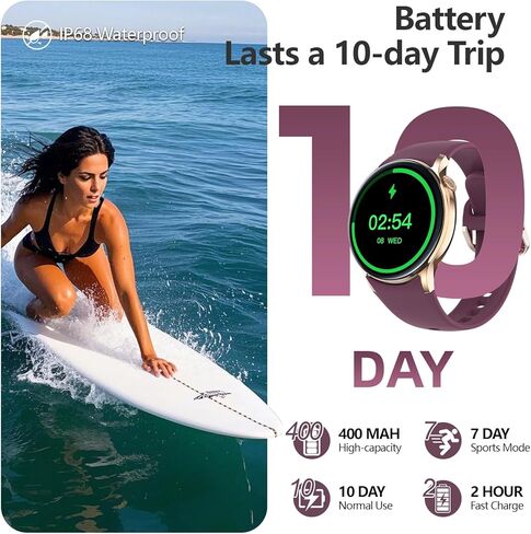 Smart Watch Health Fitness Tracker with 24/7 Heart Rate, Stress, Blood Oxygen Sleep Monitor, 100+ Sports Modes, Step Calorie Counter Pedometer IP68 Waterproof for Android and iPhone Women Men, White in Kuwait