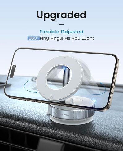 Vacuum Magnetic Suction Cup Phone Mount for Magsafe, 360° Adjustable Magnetic Phone Holder, Pocket Size Foldable Portable Cell Phone Holders for Your Car for All Smartphones & All Car Models in Saudi Arabia