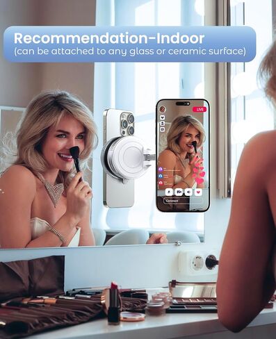 Vacuum Magnetic Suction Cup Phone Mount for Magsafe, 360° Adjustable Magnetic Phone Holder, Pocket Size Foldable Portable Cell Phone Holders for Your Car for All Smartphones & All Car Models in Saudi Arabia