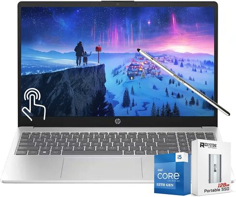 HP 2025 Flagship Touchscreen Laptop 15.6" Display, Intel 10-Core i5-1235U (Up to 4.4GHz (Beat i7-1195G7), 16 GB RAM, 512GB PCie SSD, Numeric Pad, Bluetooth 5, Win 11 Pro, W/Stylus & PSD, Silver in Saudi Arabia