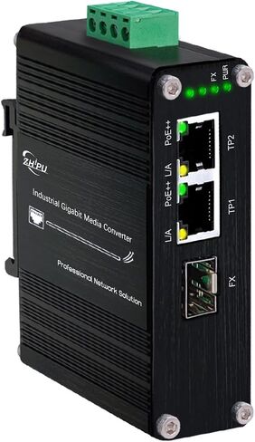 Mini Industrial 1.25G SFP Fiber to Ethernet Media Converter Supports DIN-Rail Installation, 1x 100/1000Base-X SFP Slots to 2X 10/100/1000Base-T RJ45 Gigabit 2 Port Fiber Switch, 12~48V DC Power Input in Saudi Arabia