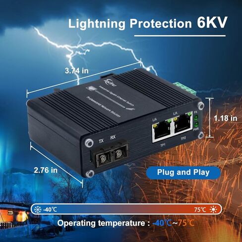 MINI Industrial 1.25G SFP Fiber to Ethernet Media Converter يدعم تثبيت DIN-Reail ، 1x 100/1000Base-X SFP فتحات 2x 10/100/1000BASE-T RJ45 GIGABIT 2 مفتاح ألياف المنفذ ، 12 ~ 48V مدخلات الطاقة in Kuwait