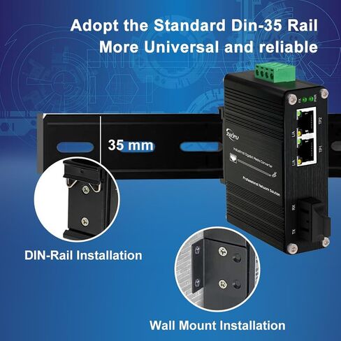 MINI Industrial 1.25G SFP Fiber to Ethernet Media Converter يدعم تثبيت DIN-Reail ، 1x 100/1000Base-X SFP فتحات 2x 10/100/1000BASE-T RJ45 GIGABIT 2 مفتاح ألياف المنفذ ، 12 ~ 48V مدخلات الطاقة in Kuwait