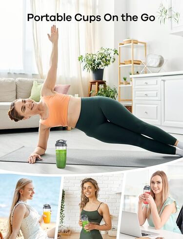 Ganiza Smoothie Blenders, 14Pcs Personal Blender for Shakes and Smoothies for Kitchen with 3 Portable Blender Cups (1x24oz & 2X17oz), Single Serve Smoothies Maker for Juices, Nutritious Recipe in Kuwait