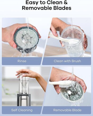 Ganiza Smoothie Blenders, 14Pcs Personal Blender for Shakes and Smoothies for Kitchen with 3 Portable Blender Cups (1x24oz & 2X17oz), Single Serve Smoothies Maker for Juices, Nutritious Recipe in Kuwait