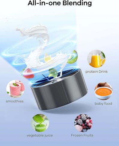 Ganiza Smoothie Blenders, 14Pcs Personal Blender for Shakes and Smoothies for Kitchen with 3 Portable Blender Cups (1x24oz & 2X17oz), Single Serve Smoothies Maker for Juices, Nutritious Recipe in Kuwait