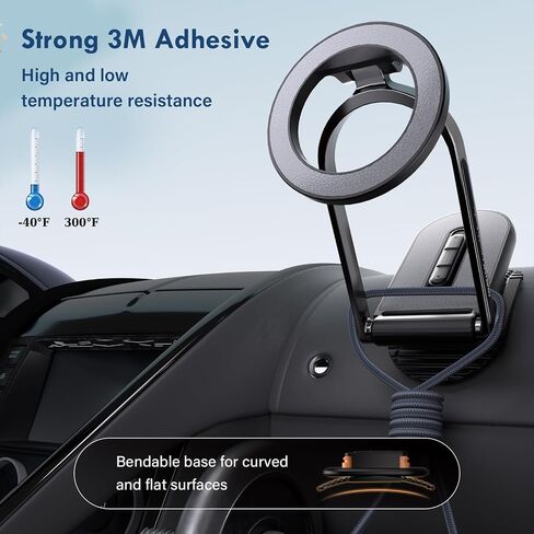 Coverado for QI2 15W Magsafe Car Mount Charger, Wireless Car Charger Phone Holder for Car with Adjustable Aluminum Alloy Arm, Magnetic Car Phone Holder Suction Cup Phone Mount for iPhone 16/15/14/13 in Saudi Arabia