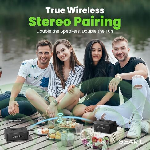 GearIT Portable Bluetooth Speaker Wireless with 15W Loud Sound - IPX6 Water-Resistant Speakers - Fast Connect 5.3 Bluetooth, AUX, and TWS Pairing - Perfect for Gift/Home/Outdoor/Party in Saudi Arabia