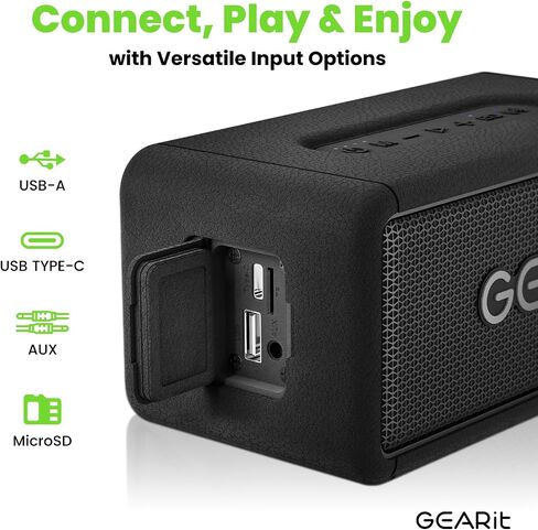 GearIT Portable Bluetooth Speaker Wireless with 15W Loud Sound - IPX6 Water-Resistant Speakers - Fast Connect 5.3 Bluetooth, AUX, and TWS Pairing - Perfect for Gift/Home/Outdoor/Party in Saudi Arabia