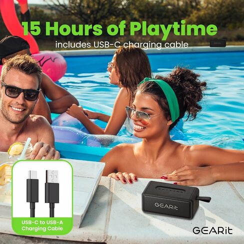 GearIT Portable Bluetooth Speaker Wireless with 15W Loud Sound - IPX6 Water-Resistant Speakers - Fast Connect 5.3 Bluetooth, AUX, and TWS Pairing - Perfect for Gift/Home/Outdoor/Party in Saudi Arabia