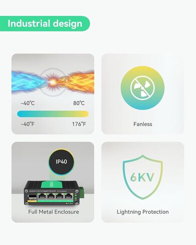 LINOVISION Industrial 5 Ports Gigabit Solar POE Switch with DC12V-48V to DC48V Voltage Booster,4 x IEEE802.3af/at 30W POE Ports @120W, IP40, Compact POE Power for Solar Power/RV Truck/VoIP Systems in Kuwait