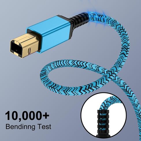 USB Printer Cable 10 Feet USB A to B Printer Cable 2.0 USB B Cable High Speed Scanner Printer Cord for HP, Canon, Brother,Dell, Lexmark, Samsung,Xerox, Piano, MIDI Controller Computer in Saudi Arabia