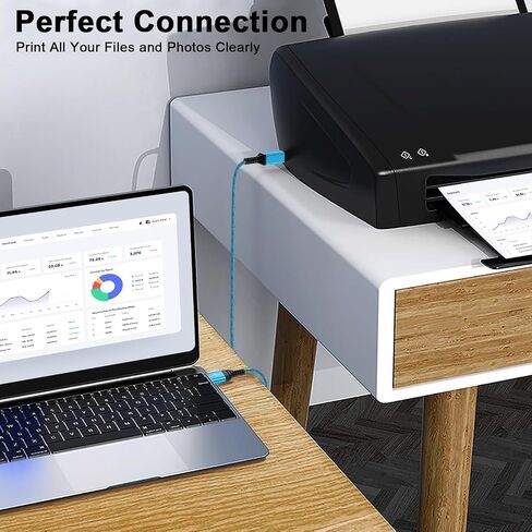 USB Printer Cable 10 Feet USB A to B Printer Cable 2.0 USB B Cable High Speed Scanner Printer Cord for HP, Canon, Brother,Dell, Lexmark, Samsung,Xerox, Piano, MIDI Controller Computer in Saudi Arabia