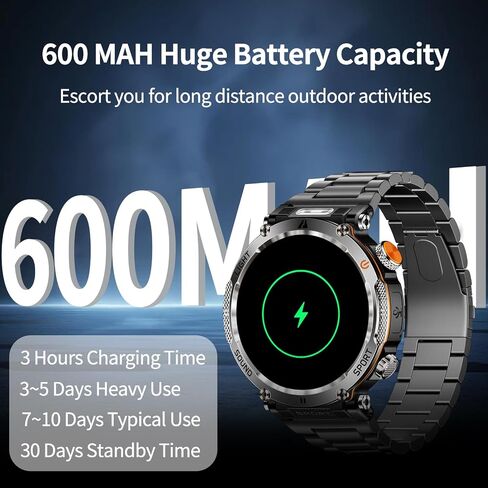 Military Smart Watches for Men (Answer/Make Calls), 1.7'' Fitness Smart Watch for Android and iPhone, Waterproof Fitness Tracker with Blood Pressure/Heart Rate/Sleep/110+ Sport Modes, Watches for Men in Saudi Arabia