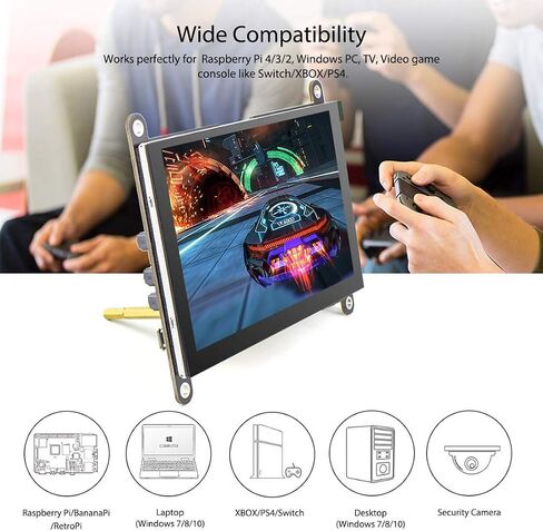 Elecrow لشاشة Raspberry Pi 7 بوصة شاشة تعمل باللمس 1024 × 600 شاشة محمولة متوافقة مع Raspberry Pi 5 4 3 Banana Pi Jetson Nano Computer in Saudi Arabia