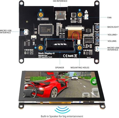 Elecrow لشاشة Raspberry Pi 7 بوصة شاشة تعمل باللمس 1024 × 600 شاشة محمولة متوافقة مع Raspberry Pi 5 4 3 Banana Pi Jetson Nano Computer in Saudi Arabia