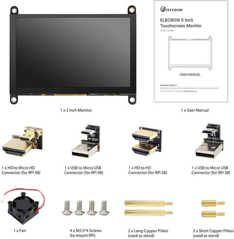 Elecrow لشاشة Raspberry Pi 7 بوصة شاشة تعمل باللمس 1024 × 600 شاشة محمولة متوافقة مع Raspberry Pi 5 4 3 Banana Pi Jetson Nano Computer in Saudi Arabia