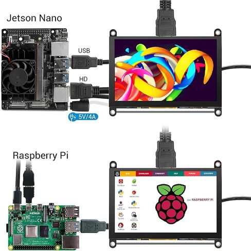 Elecrow لشاشة Raspberry Pi 7 بوصة شاشة تعمل باللمس 1024 × 600 شاشة محمولة متوافقة مع Raspberry Pi 5 4 3 Banana Pi Jetson Nano Computer in Saudi Arabia