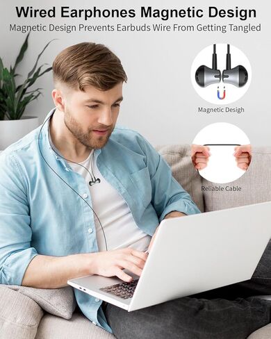 سماعات USB C لـ iPhone 16/15 Pro Max مع سماعات الأذن السلكية لـ MIC لـ Samsung Galaxy S25 S24 Ultra/S23 ، Volume Control Control Destero Novening Direds For Google Pixel 9 Pro in Kuwait