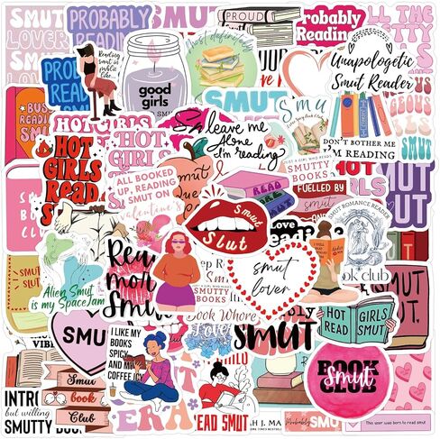 60pcs ملصقات كتب smutty لملصقات Kindle Smut ، ملصقات كتب مضحكة ، ملصقات مكتوه فينيل محمول ملصقات زجاجة ماء الهاتف (60-C) in Saudi Arabia