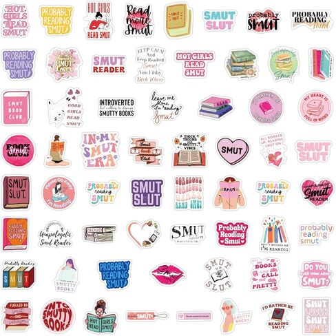 60pcs ملصقات كتب smutty لملصقات Kindle Smut ، ملصقات كتب مضحكة ، ملصقات مكتوه فينيل محمول ملصقات زجاجة ماء الهاتف (60-C) in Saudi Arabia