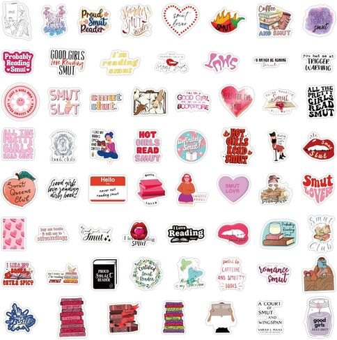 60pcs ملصقات كتب smutty لملصقات Kindle Smut ، ملصقات كتب مضحكة ، ملصقات مكتوه فينيل محمول ملصقات زجاجة ماء الهاتف (60-C) in Saudi Arabia