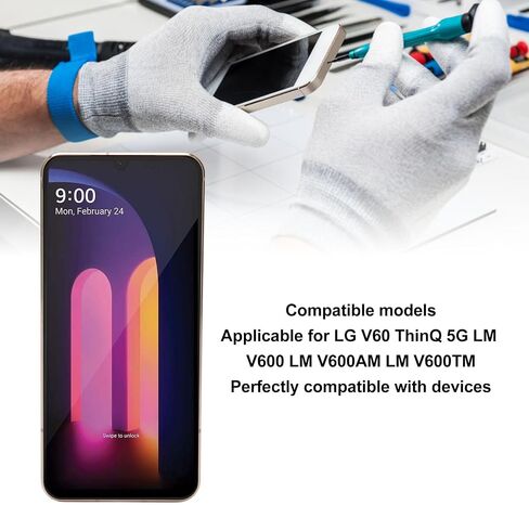 for LG V60 ThinQ 5G Screen Replacement, 6.8 Inch Digitizer Assembly with Frame for LG V60 ThinQ, 1080 x 2460 3D Sensitive Repair Tool Kit (Gold) in Saudi Arabia