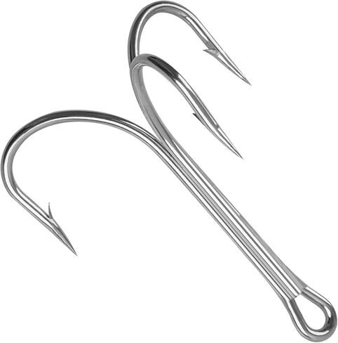 15pcs Classic Treble Fishing Hooks Large Size Silver Triple Barbed Fish Hook Strong Sharp Saltwater Fishing Hooks Size 4/0 6/0 7/0 8/0 9/0 10/0 in Saudi Arabia