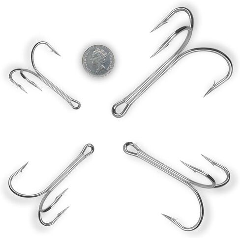 15pcs Classic Treble Fishing Hooks Large Size Silver Triple Barbed Fish Hook Strong Sharp Saltwater Fishing Hooks Size 4/0 6/0 7/0 8/0 9/0 10/0 in Saudi Arabia