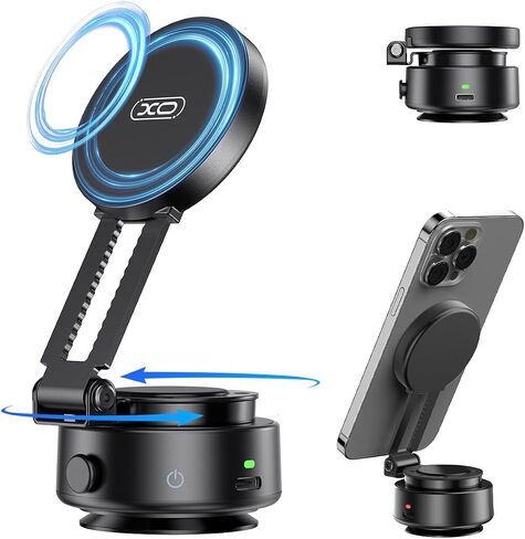 Magnetic Phone Holder, 360°Rotation Car Phone Mount, Electric Vacuum Strong Magnet for Any Smooth Surface Kitchen Mirror Gym,Cell Phone Holder Compatible with iPhone Android ( Not charging phone) in Saudi Arabia
