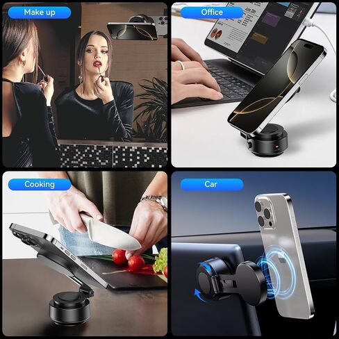 Magnetic Phone Holder, 360°Rotation Car Phone Mount, Electric Vacuum Strong Magnet for Any Smooth Surface Kitchen Mirror Gym,Cell Phone Holder Compatible with iPhone Android ( Not charging phone) in Saudi Arabia