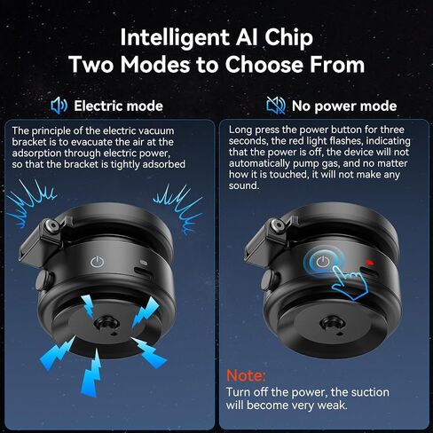 Magnetic Phone Holder, 360°Rotation Car Phone Mount, Electric Vacuum Strong Magnet for Any Smooth Surface Kitchen Mirror Gym,Cell Phone Holder Compatible with iPhone Android ( Not charging phone) in Saudi Arabia