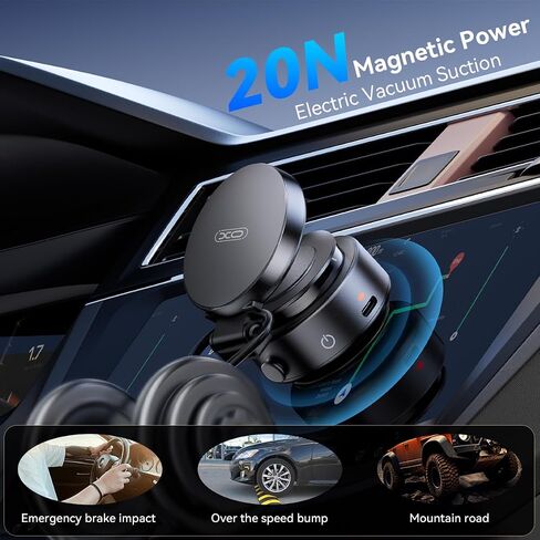 Magnetic Phone Holder, 360°Rotation Car Phone Mount, Electric Vacuum Strong Magnet for Any Smooth Surface Kitchen Mirror Gym,Cell Phone Holder Compatible with iPhone Android ( Not charging phone) in Saudi Arabia