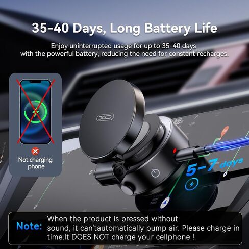 Magnetic Phone Holder, 360°Rotation Car Phone Mount, Electric Vacuum Strong Magnet for Any Smooth Surface Kitchen Mirror Gym,Cell Phone Holder Compatible with iPhone Android ( Not charging phone) in Saudi Arabia