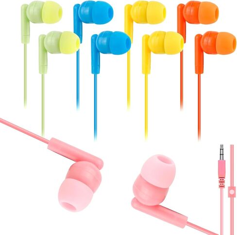 100 Pack Bulk Earbud Headphones Earphones for School Classroom Students Kids Children Gifts and Adults Wholesale Disposable Earphones 3.5mmJack (5 Mixed Colors) in Saudi Arabia