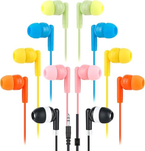 100 Pack Bulk Earbud Headphones Earphones for School Classroom Students Kids Children Gifts and Adults Wholesale Disposable Earphones 3.5mmJack (5 Mixed Colors) in Saudi Arabia