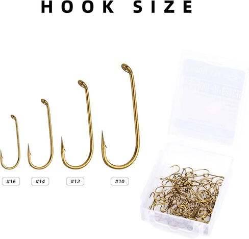SF #8 100Pcs Heavy Nymph Streamer Hooks Ultra Sharp Micro Barbed Bronze Forged for Nymphs Wet Fly Muddler with Mini Storage Box in Kuwait