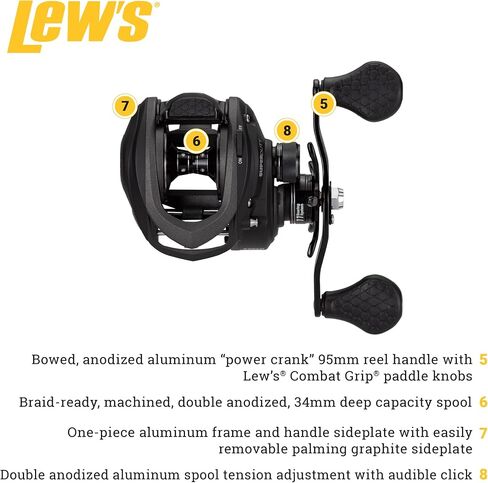 Lew's SuperDuty LFS Baitcast Fishing Reel, Right-Hand Retrieve, 6.8:1 Gear Ratio, 11 Bearing System with Stainless Steel Double Shielded Ball Bearings in Saudi Arabia