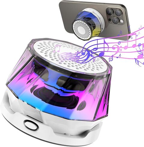 Magnetic Bluetooth Speaker with RGB Light, Cell Phone Stand with Wireless Bluetooth Speaker, for Games, Music - Long Battery Life, HD Sound Quality, Gift for Man/Woman (Pink) in Saudi Arabia