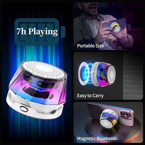 Magnetic Bluetooth Speaker with RGB Light, Cell Phone Stand with Wireless Bluetooth Speaker, for Games, Music - Long Battery Life, HD Sound Quality, Gift for Man/Woman (Pink) in Saudi Arabia