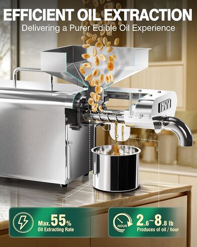 PYY Oil Press Machine - Upgrade 1800W Cold & Hot Press Automatic Electric Oil Maker Extractor for Home, Seeds Nuts Oil Expeller Press Mill, Stainless Steel Household for Peanut Flaxseed Olive Kernel in Saudi Arabia