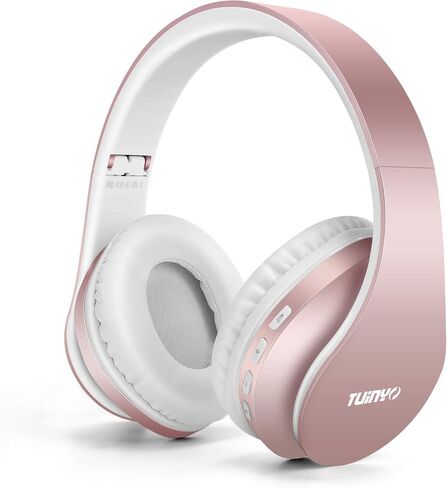 TUINYO Wireless Bluetooth Headphones - Over Ear Headset with 40H Playtime, Deep Bass, Memory-Protein Earmuffs, Mic & Wired Mode - Compatible with PC, Cell Phones & TV | Model in Saudi Arabia