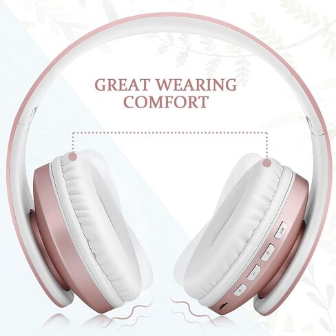 TUINYO Wireless Bluetooth Headphones - Over Ear Headset with 40H Playtime, Deep Bass, Memory-Protein Earmuffs, Mic & Wired Mode - Compatible with PC, Cell Phones & TV | Model in Saudi Arabia