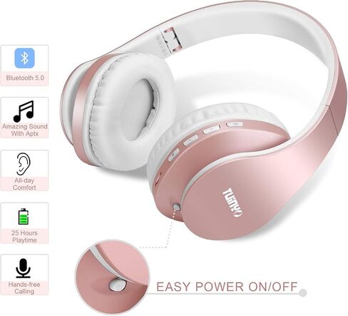 TUINYO Wireless Bluetooth Headphones - Over Ear Headset with 40H Playtime, Deep Bass, Memory-Protein Earmuffs, Mic & Wired Mode - Compatible with PC, Cell Phones & TV | Model in Saudi Arabia